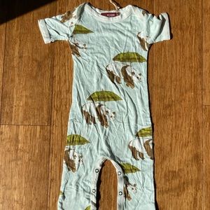 NWT new MILKBARN Milk Barn short sleeve romper 3-6 months BLUE PANDA